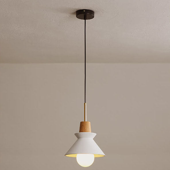 Nordic Minimalist Macaron Wood Cement  1-Light Pendant Light