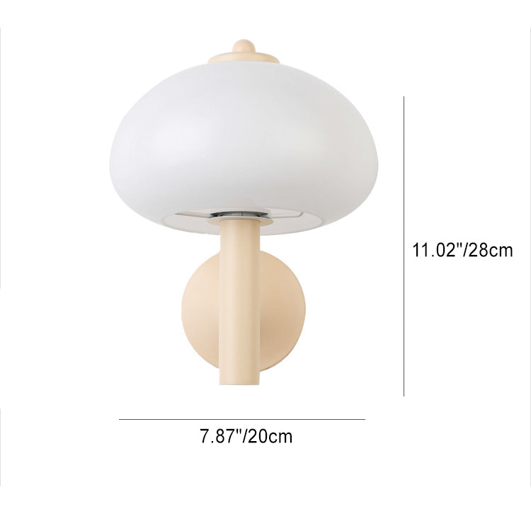 Modern Simplicity Iron Glass Mushroom Round 1-Light Wall Sconce Lamp For Bedside