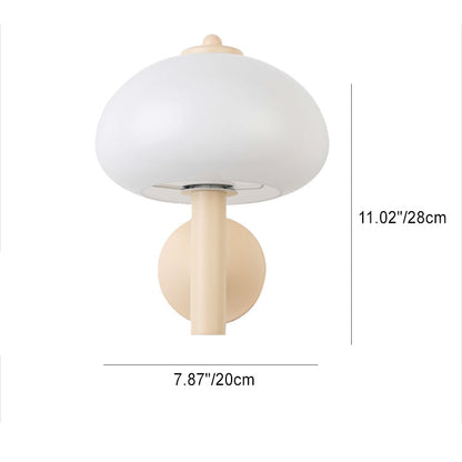Modern Simplicity Iron Glass Mushroom Round 1-Light Wall Sconce Lamp For Bedside