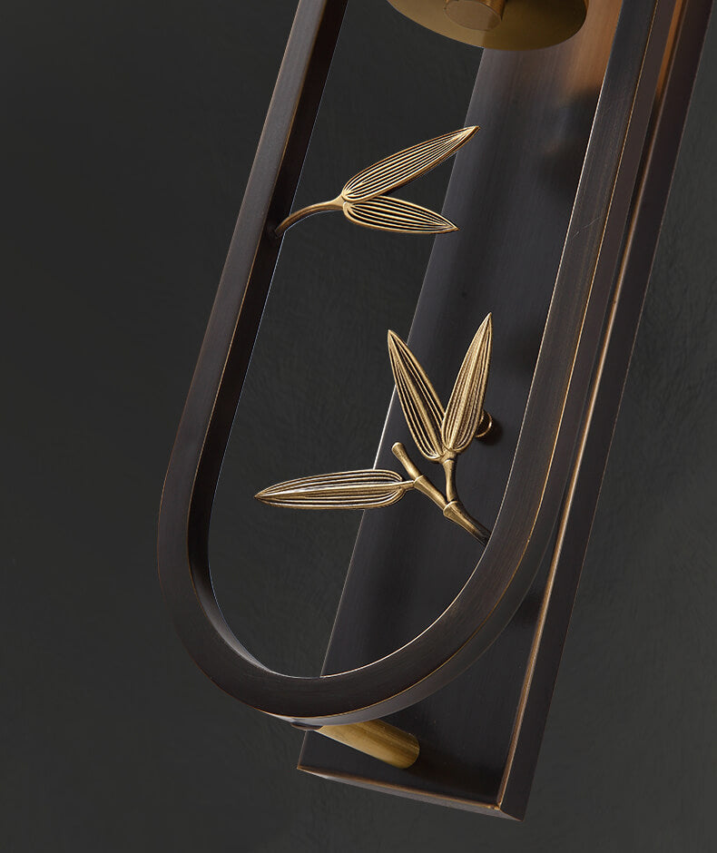 Modern Chinese Rectangular Copper Marble LED Wall Sconce Lamp
