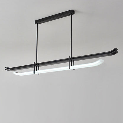 Chinese Retro Minimalist Wrought Iron Acrylic LED Island Light Pendant Light