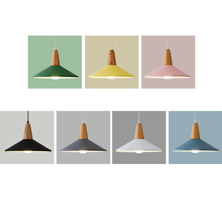 Nordic Minimalist Macaron Solid Color Aluminum Wood 1-Light Pendant Light