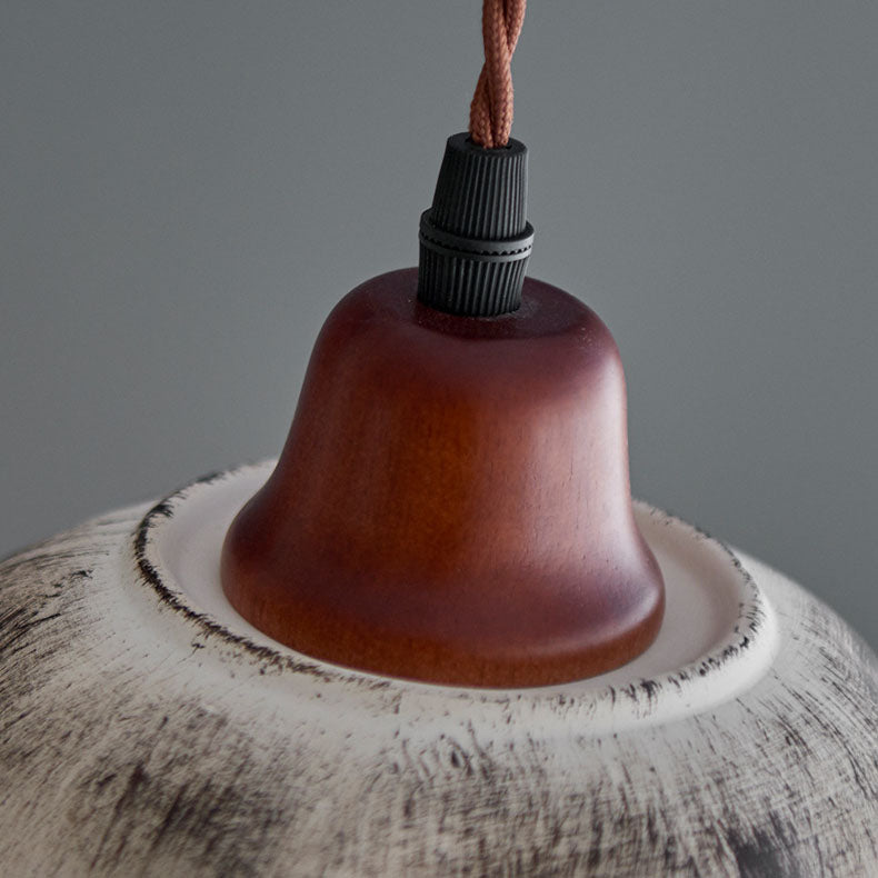 Modern Vintage Ceramic Solid Wood 1-Light Pendant Light