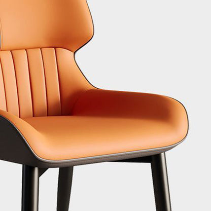 Modern Minimalist Steel Faux Leather Dining Chair Backrest Armless For Dining Room
