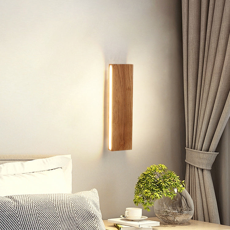 Simple Solid Wood Strip LED Wall Sconce Lamp