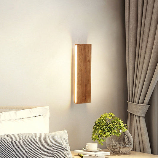 Simple Solid Wood Strip LED Wall Sconce Lamp