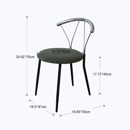 Contemporary Nordic Round Curved Backrest Iron Fabric Dining Chair For Dining Room