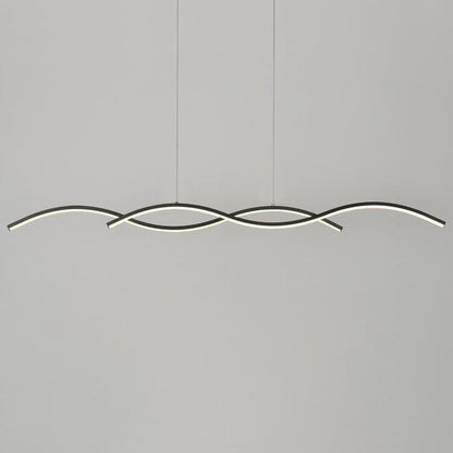 Nordic Minimalist Long Strip Wave Design Island Light LED Chandelier