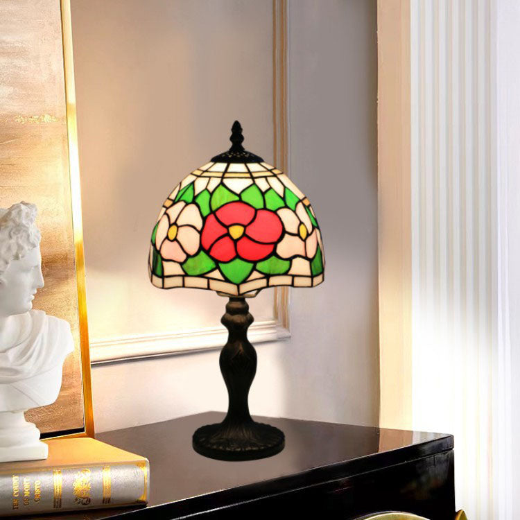 Traditional Tiffany Resin Glass Umbrella Shape 1-Light Table Lamp For Bedroom