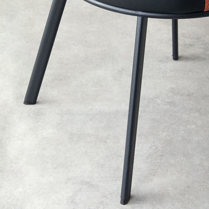 Contemporary Scandinavian Round Cushion Faux Leather Carbon Steel Dining Chair Backrest For Dining Room