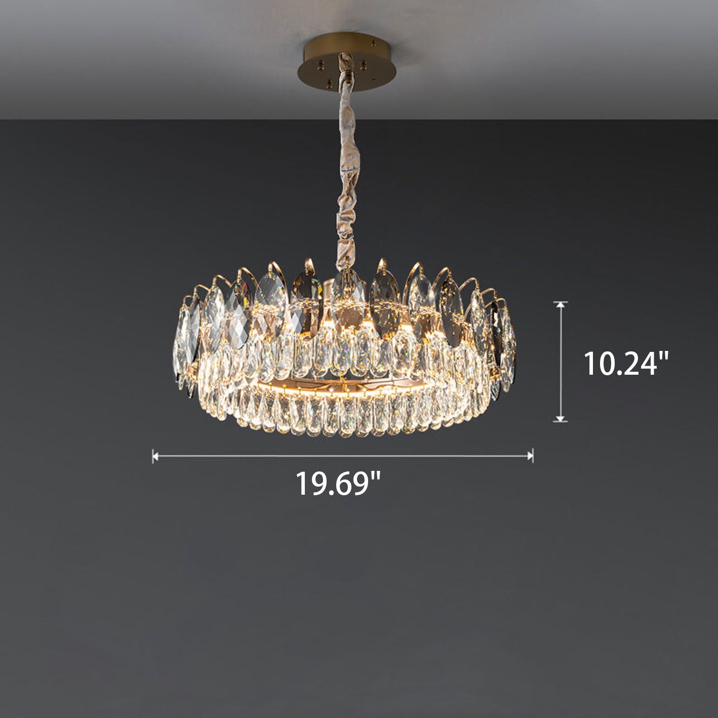 European Light Luxury Round Crystal LED Chandelier