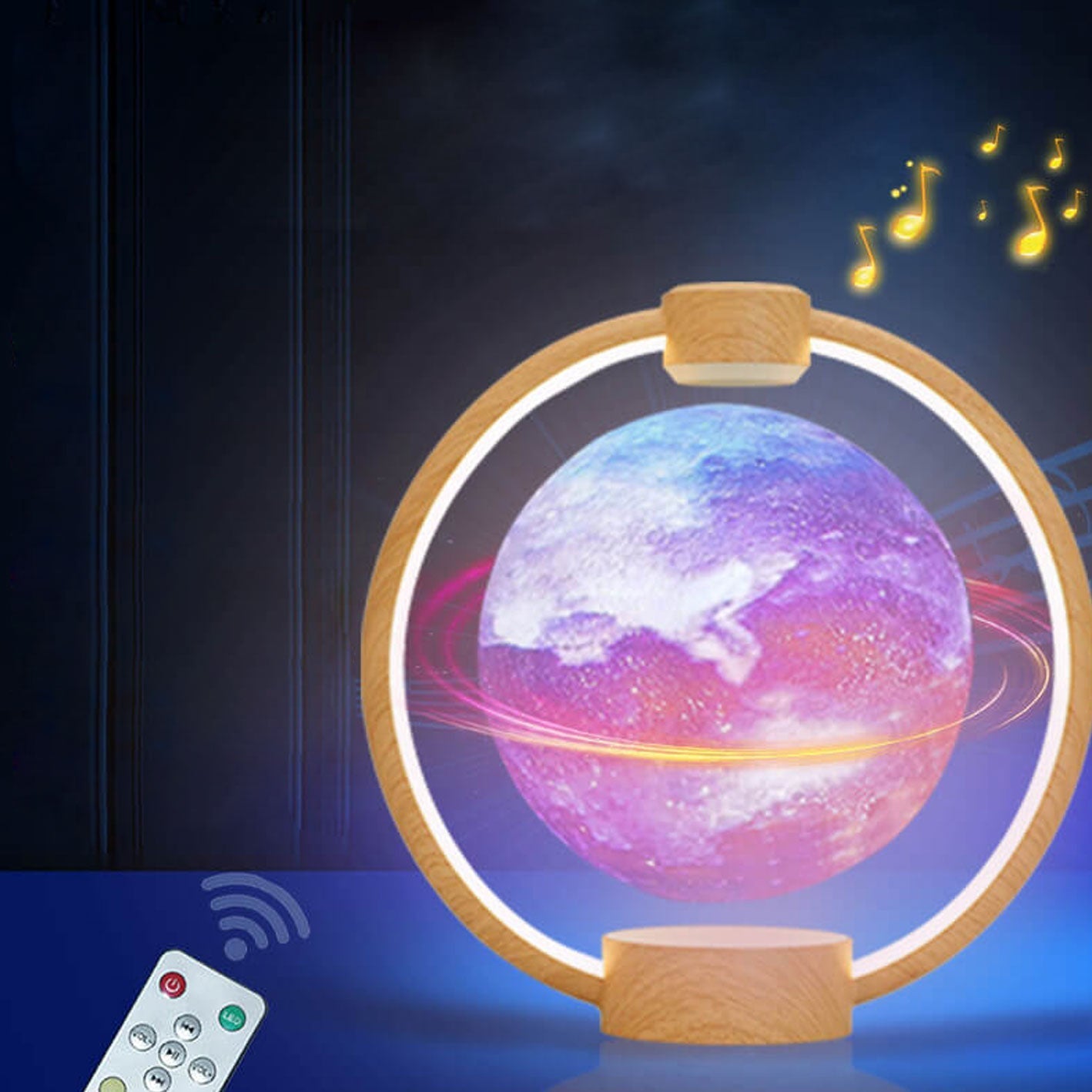 Creative Maglev Moon Design LED Colorful Light Night Light Table Lamp
