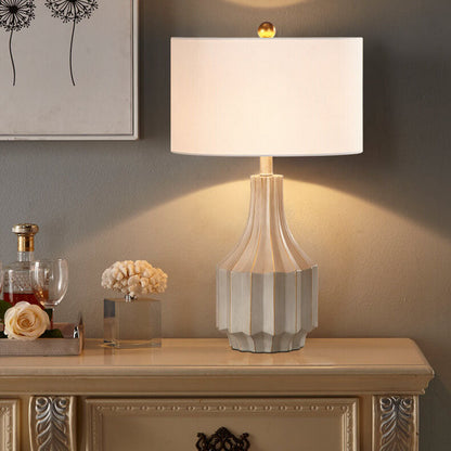 European Minimalist Solid Color Resin Fabric 1-Light Table Lamp