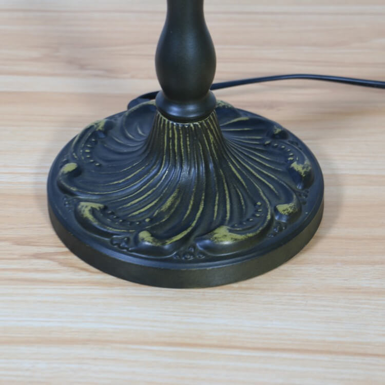 Tiffany Vintage Blooming Flowers Stained Glass 1-Light Bank Table Lamp