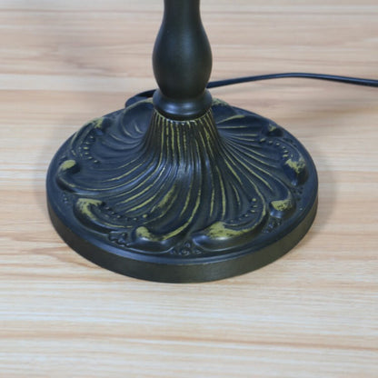 Tiffany Vintage Blooming Flowers Stained Glass 1-Light Bank Table Lamp