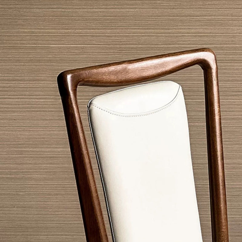 Traditional Chinese Rectangular Solid Wood Faux Leather Dining Chair Backrest For Dining Room