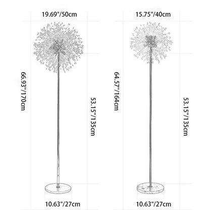 Modern Creative Dandelion Shade Crystal  Aluminum  Marble Base 8/9-Light Standing Floor Lamp