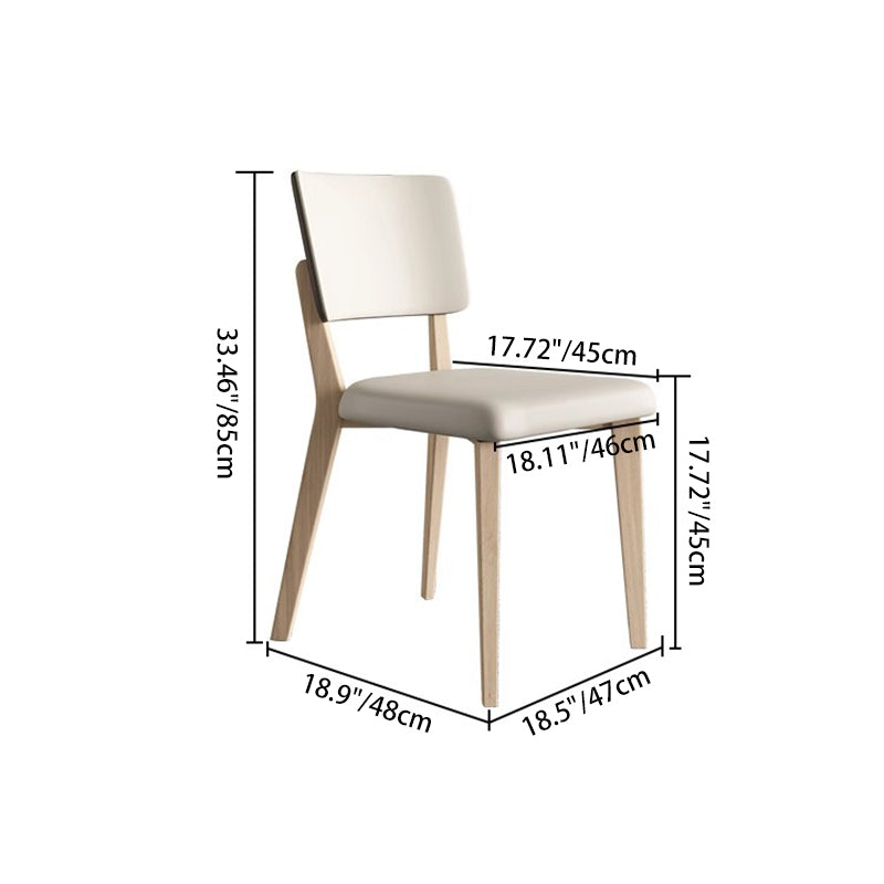 Contemporary Nordic Square PU Leather Solid Wood Frame Dining Chair Backrest For Dining Room