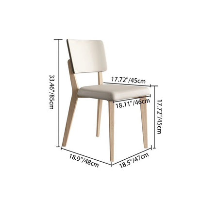 Contemporary Nordic Square PU Leather Solid Wood Frame Dining Chair Backrest For Dining Room
