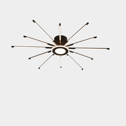 Modern Creative Strip Fireworks LED Semi- Flush Mount Ceiling Light