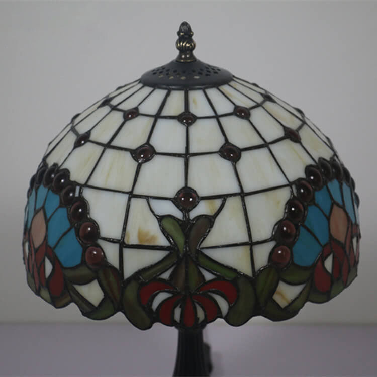 European Tiffany Baroque Gem Stained Glass 1-Light Table Lamp
