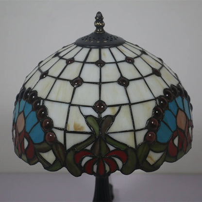 European Tiffany Baroque Gem Stained Glass 1-Light Table Lamp