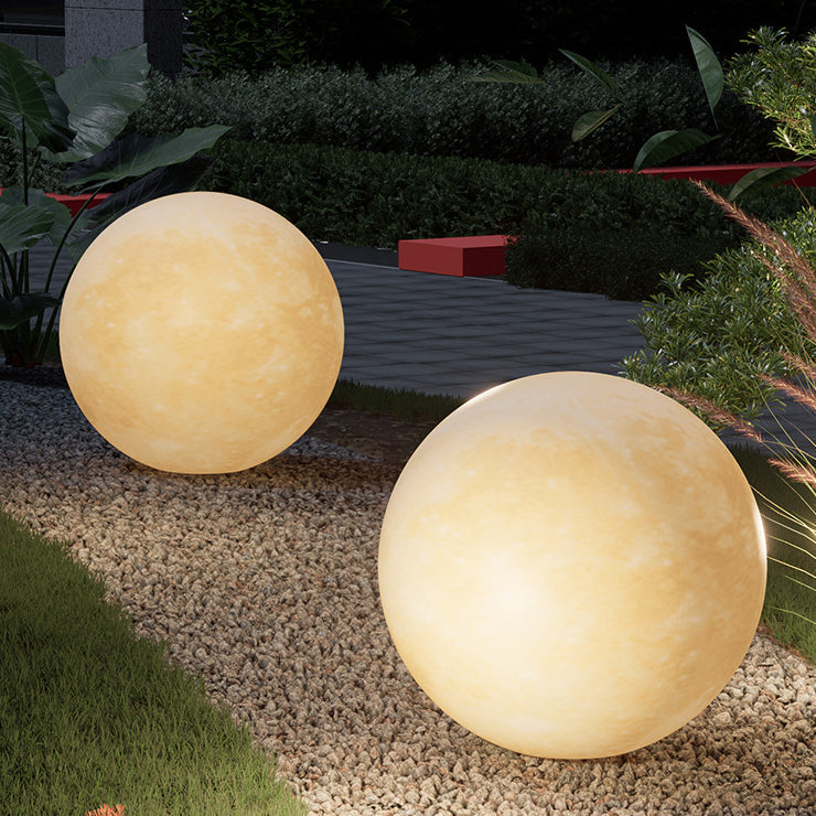 Contemporary Nordic Solar Waterproof PE Resin Round Moon LED Pendant Light For Outdoor Patio
