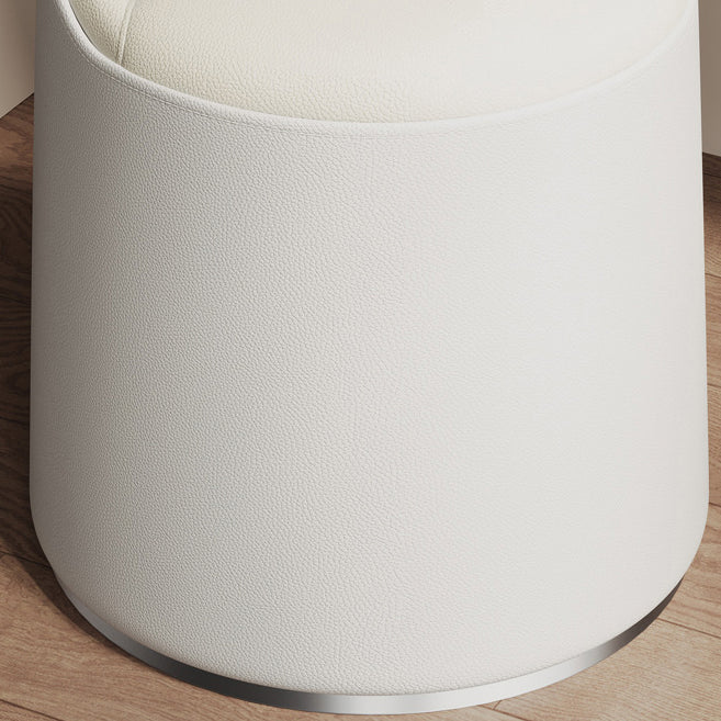 Modern Simplicity Microfiber Leather Wood Aluminum Alloy Sponge Round Cylinder Vanity Stool Backrest For Bedroom