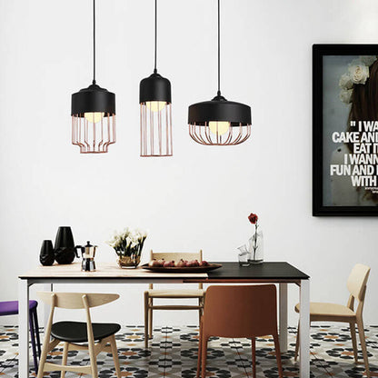 Nordic Creative Iron Geometry Plating Rose Gold 1-Light Pendant Light