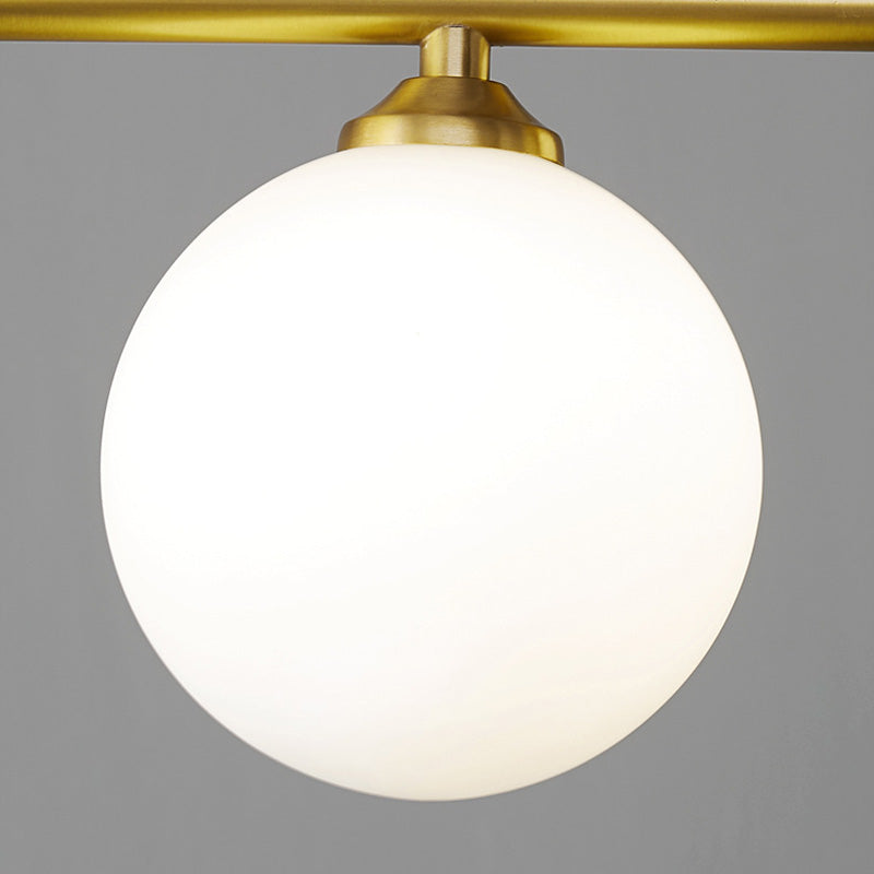 Contemporary Luxury Round Copper Frame Glass Shade 4/6 Light Island Light Chandelier For Dining Room