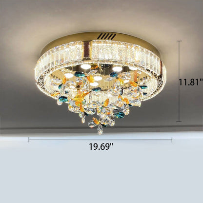 Modern Jane Clover Stainless Steel Crystal LED Flush Mount Ceiling Light