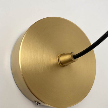Japanese Wabi-Sabi Brass Semi-circle Pleated Glass 1-Light Pendant Light