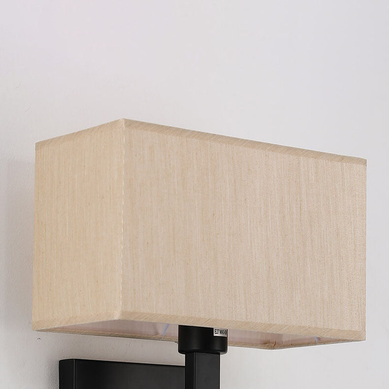 Modern Minimalist Solid Color Rectangular Iron Fabric 2-Light Wall Sconce Lamp