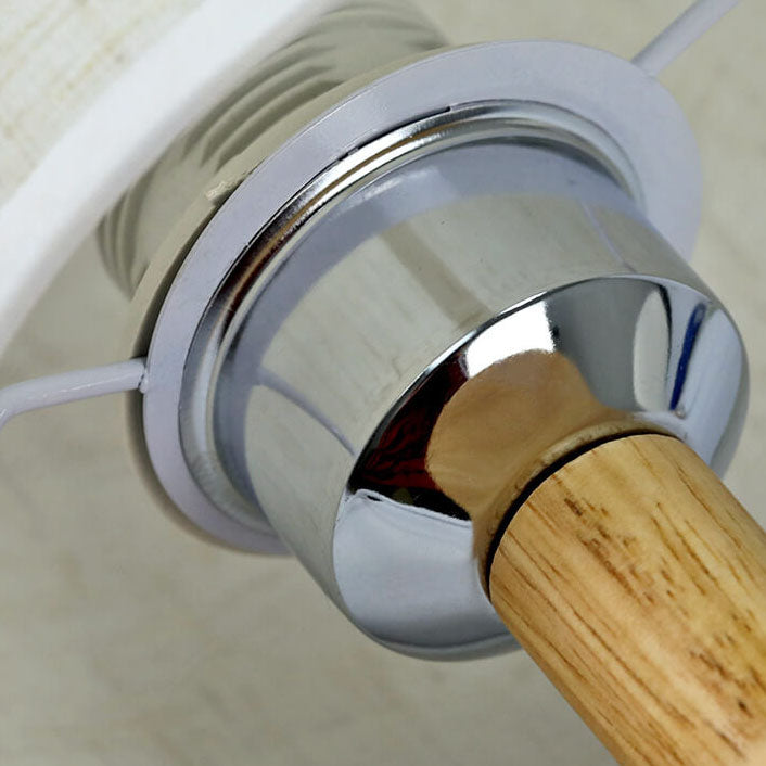 Minimalist Vintage Fabric Cylinder Wood Base LED Table Lamp