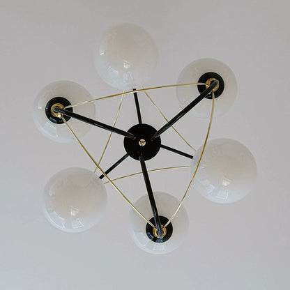 Traditional Vintage Irregular Twisted Orb Iron Glass 6-Light Chandelier For Living Room