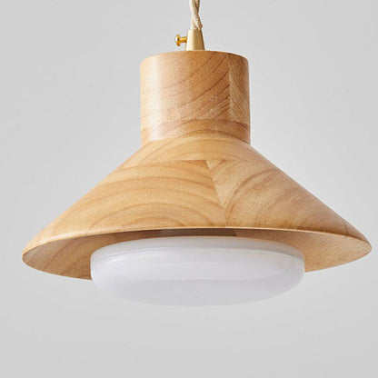 Traditional Japanese Round Wood Copper Glass 1-Light Wall Sconce Lamp For Living Room