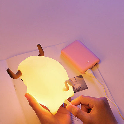 Animal Cow Silicone USB Timer Dimmable LED Night Light Table Lamp