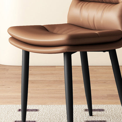 Modern Minimalist Rectangular Microfiber Leather Carbon Steel Dining Chair Backrest Armless For Dining Room