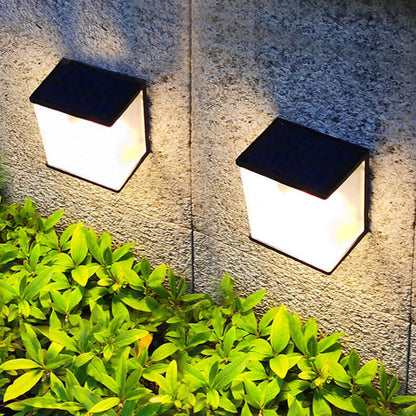 مصباح حائط LED للديكور الخارجي بتصميم صندوق مستطيل يعمل بالطاقة الشمسية 