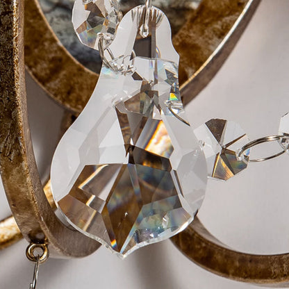 Traditional Vintage Tall Sconce Iron Crystal 3-Light Wall Sconce Lamp For Hallway