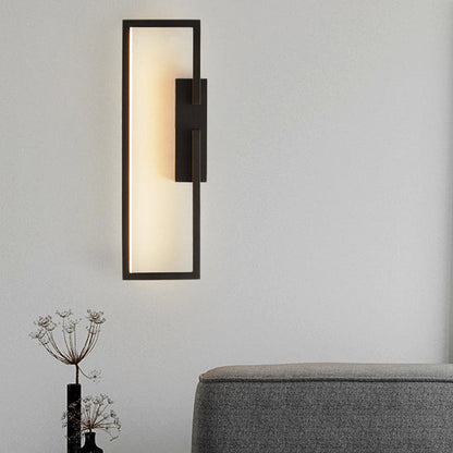 Modern Mid-century All Copper Rectangular Geometric LED Wall Sconce Lamp For Bedside