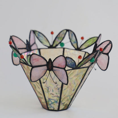 Traditional Vintage Butterfly Prismatic Metal Glass 1-Light Table Lamp For Bedroom
