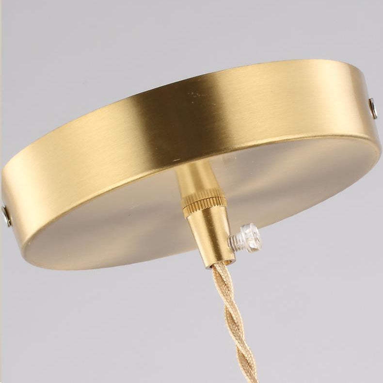 Traditional Vintage Brass Glass Cylinder Quadripartite Horn Lattice 1-Light Pendant Light For Dining Room