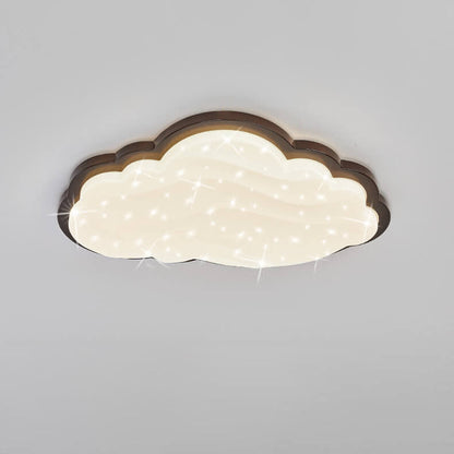 Modern Creative Pure White Cloud Star Wooden Acrylic LED Flush Mount Light