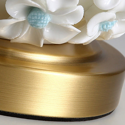 Contemporary Creative Rose Vase Base Cylinder Copper Ceramic Fabric 1-Light Table Lamp For Bedroom