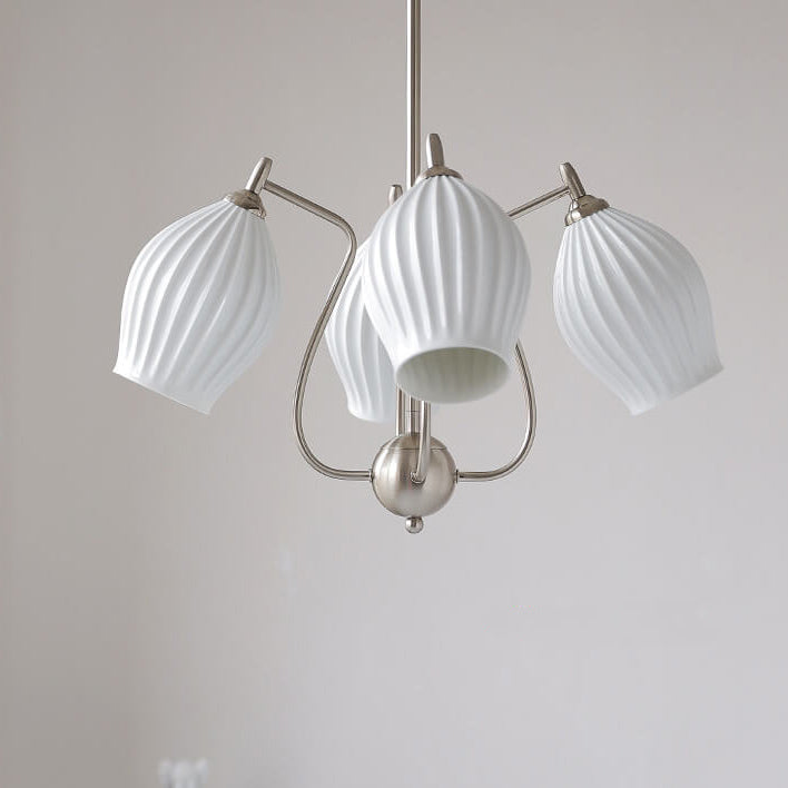 Vintage Minimalist Tulip Ceramic 4/6 Light Chandelier