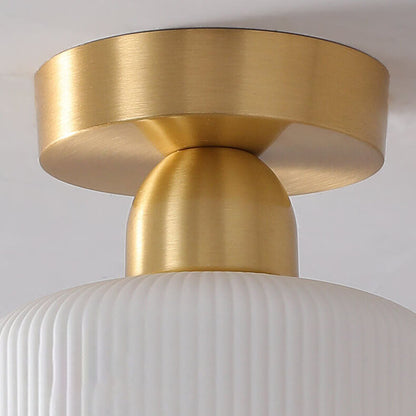 Modern Ceramic Round Jar Copper 1-Light Semi-Flush Mount Ceiling Light