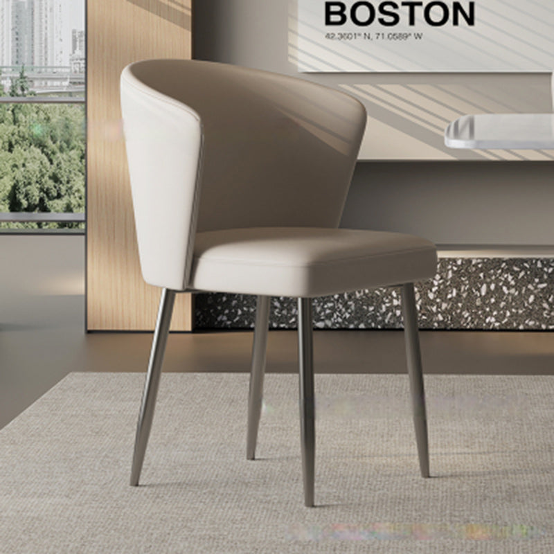 Contemporary Luxury Square Upholstered Microfiber Leather Carbon Steel Dining Chair Curved Backrest For Dining Room