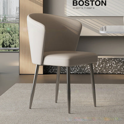 Contemporary Luxury Square Upholstered Microfiber Leather Carbon Steel Dining Chair Curved Backrest For Dining Room