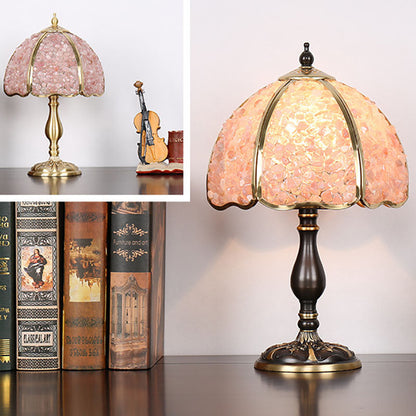 Contemporary Creative Colored Crystal Copper Flower 1-Light Table Lamp For Bedroom